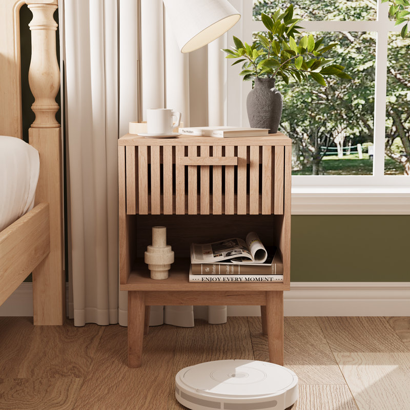 40cm W Solid + Manufactured Wood Bedside Table