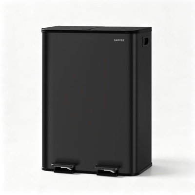 2x8 Gal Dual Compartment Stainless Steel Kitchen Trash Can, 30L+30L Recycling Bin, Soft Close Foot Pedal, Fingerprint Resistant
