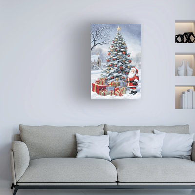 Wrapped Canvas Wall Art - Imagine It Images 'Santas Gifts under a Christmas Tree - Daytime' Wall Art for Living Room, Bedroom, or Office Décor  - 12x19