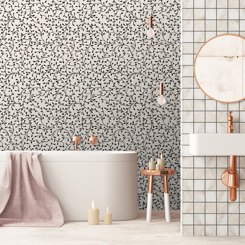 Yuki Osada Floral Wallpaper Roll by Soicher Marin Studio, Black/Cream
