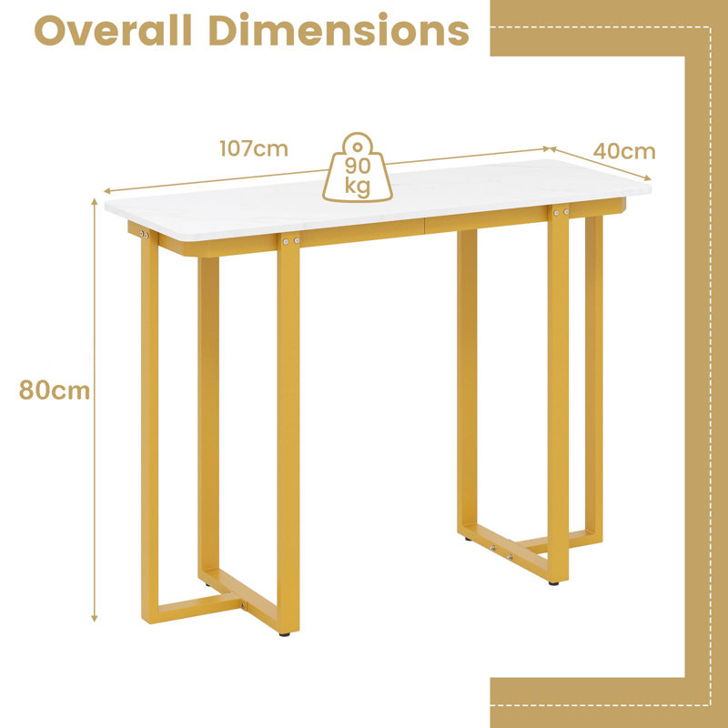 Console Table Modern Faux Marble Entryway Table White, Gold