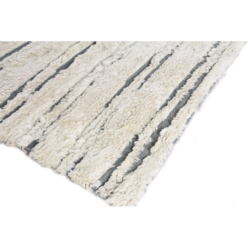 Moroccan Wool Striped Area Rug, Rectangle 6' x 9'
