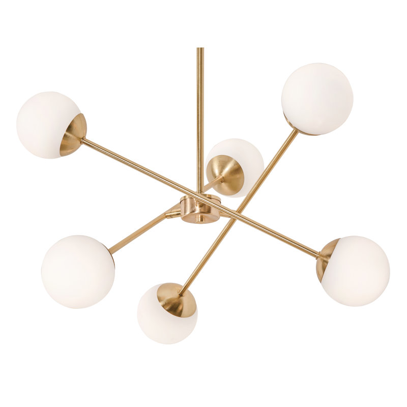 Luminaire suspendu spoutnik 6 lumières Nathir, Laiton satiné