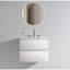 Fixation murale 24 po blanc brillant pour armoire de salle de bain - 3 trous de lavabo en céramique, rangement abondant, meuble-lavabo silencieux avec grande unité-1445258675