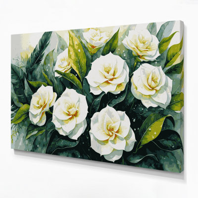 Art hawaïen sur toile beige Gardenias