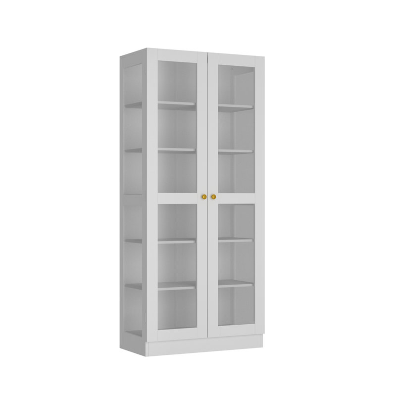 Bibliothèque H 71 po x l 31,5 po à 6 couches avec portes en verre - élégance moderne et fonctionnalité