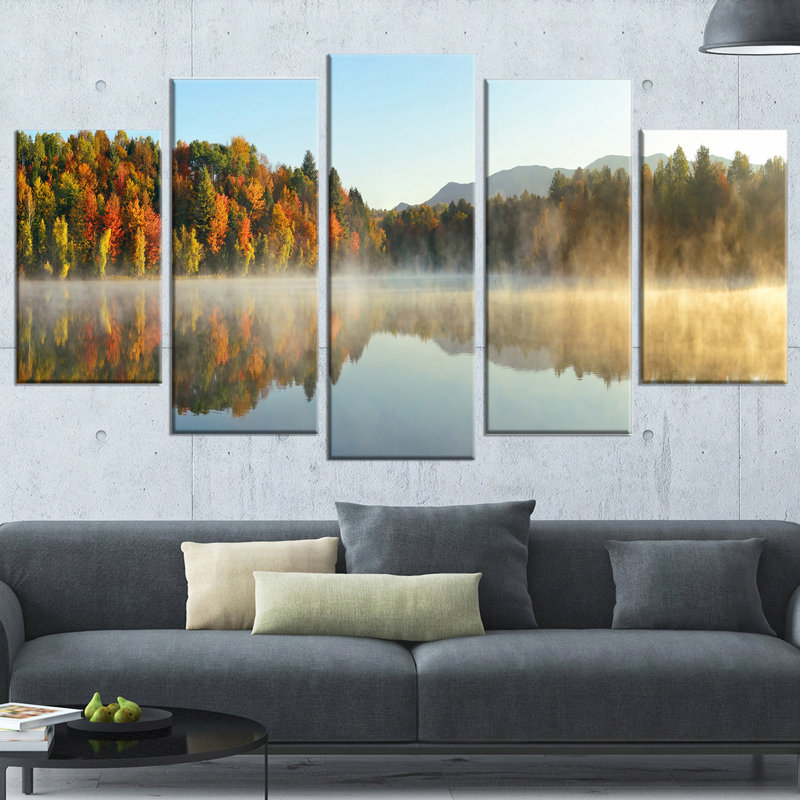 « lake automne », ensemble de 5 reproductions d’art mural sur toiles tendues