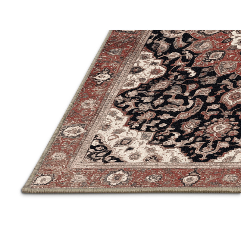 Machine Washable Persian Brown Area Rug, Round 7'