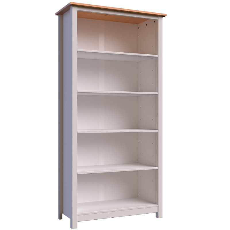 Bibliothèque en bois de pin massif Albrecht, Blanc / pin