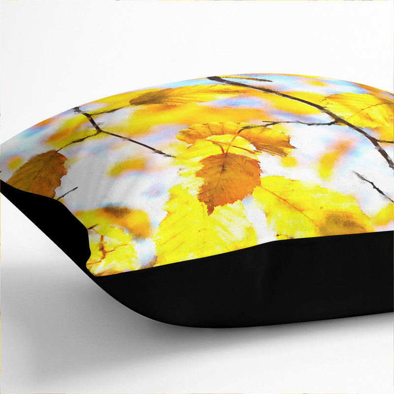 Autumn Leaves Vol.3 Painting Scatter Cushion, 40cm H x 40cm W x 15cm D, Black