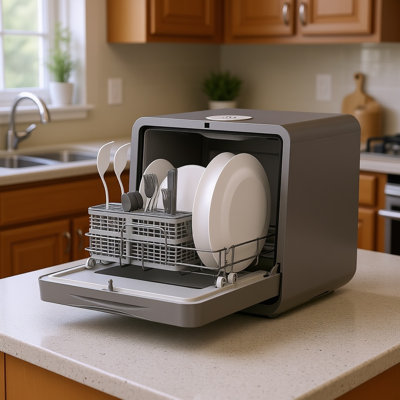 Portable Countertop Dishwasher ,7 Washing Programs Mini Dishwashers With 5 L Built-in Water Tank & 360° Dual Spray,air Dry Mini Dishwasher With Baby C