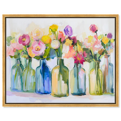 Bottles and Blooms Canvas Farmhouse Floral Art by 