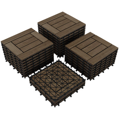 Paquet de 27 tuiles de plancher en bois de sapin emboîtables 12 po x 12 po
