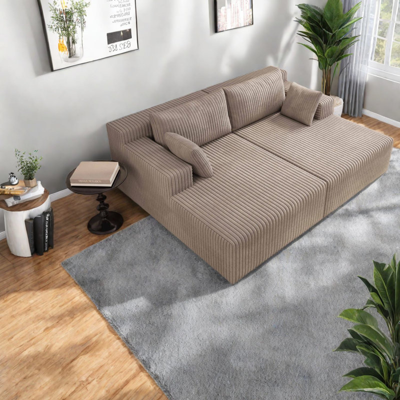 Boneless Spacious Camel Sectionals, Modular No-assembly Couch, For Modern Living Room