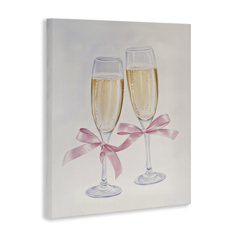 Toile chic avec verres à champagne, design par Arlington Prints, H 20 po x l 16 po