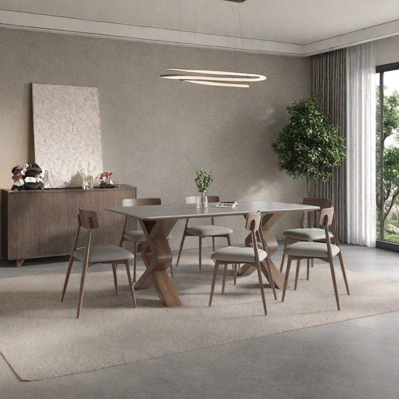 Ensemble de table de salle à manger en frêne, H 29,53 po x L 55,12 po x l 31,5 po, Gris