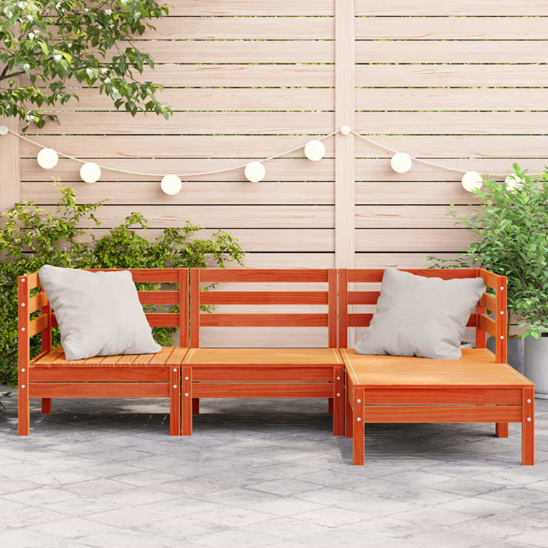 Liesl 190.5cm Wide Wood Patio Sofa, Wax Brown