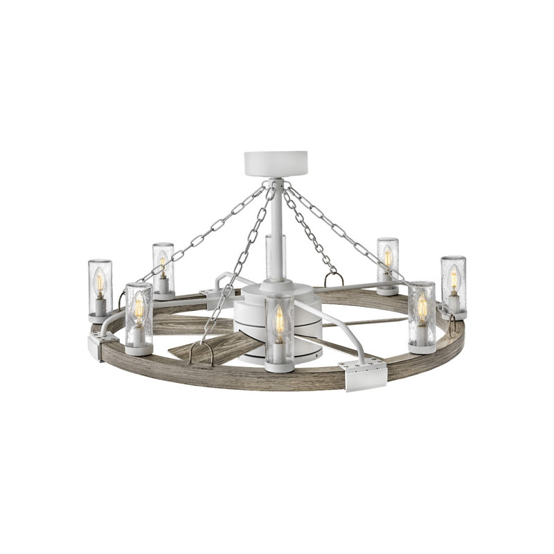 Sawyer 36" With 28" LED Fan, Matte White, Weathered Wood
