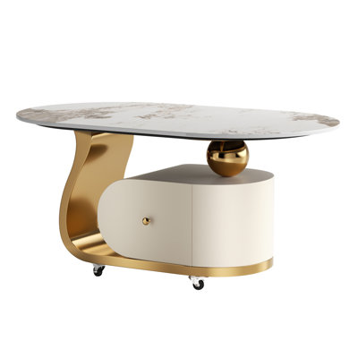 39.4" Sintered Stone Coffee Table with Drawer