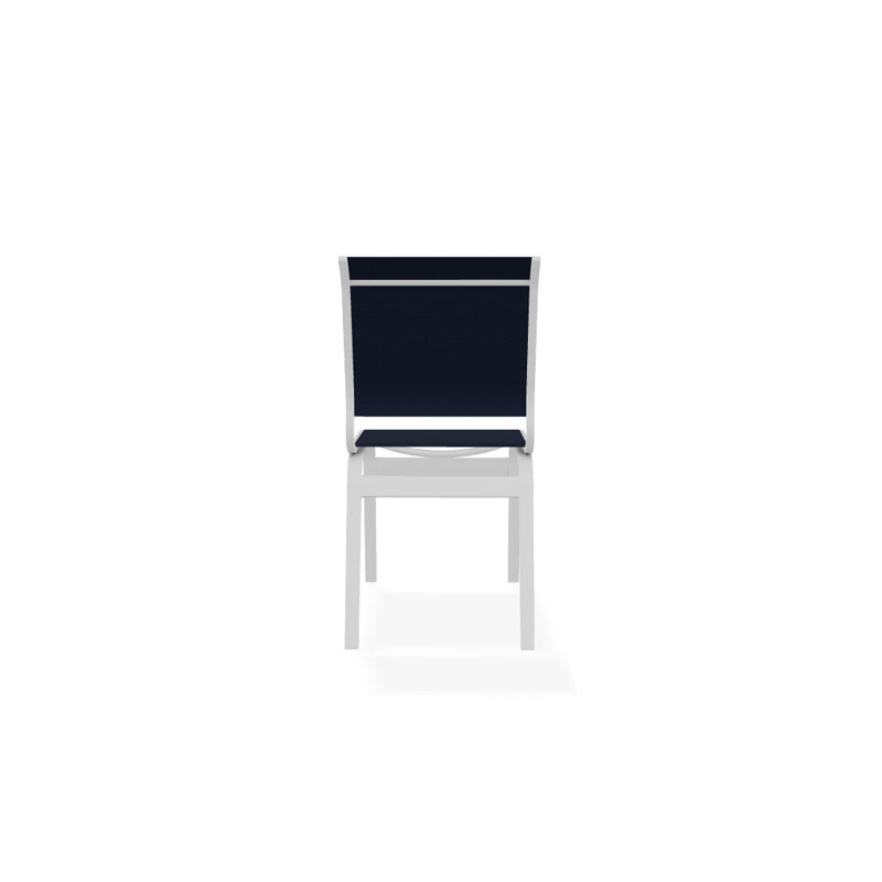 Chaise d'appoint de salle à manger Hiraku, Bleu marine 13D Sunbrella®, Blanc texturé