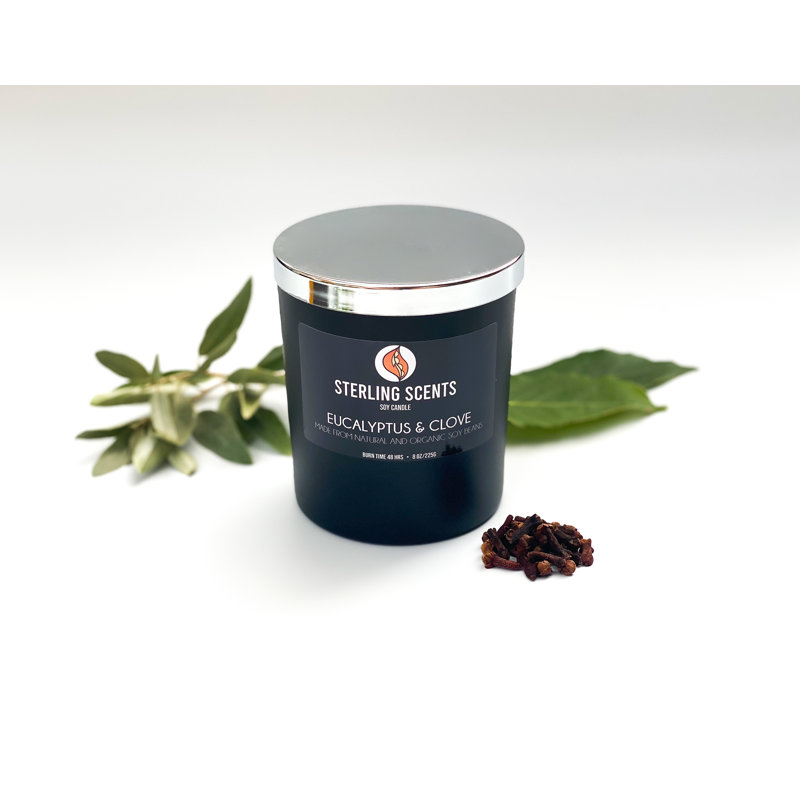 Euculyptus & Clove Scented Jar Candle with Glass Holder