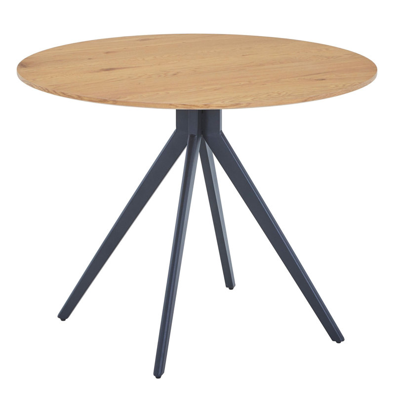 Holmen Round Metal Base Dining Table, Medium Wood
