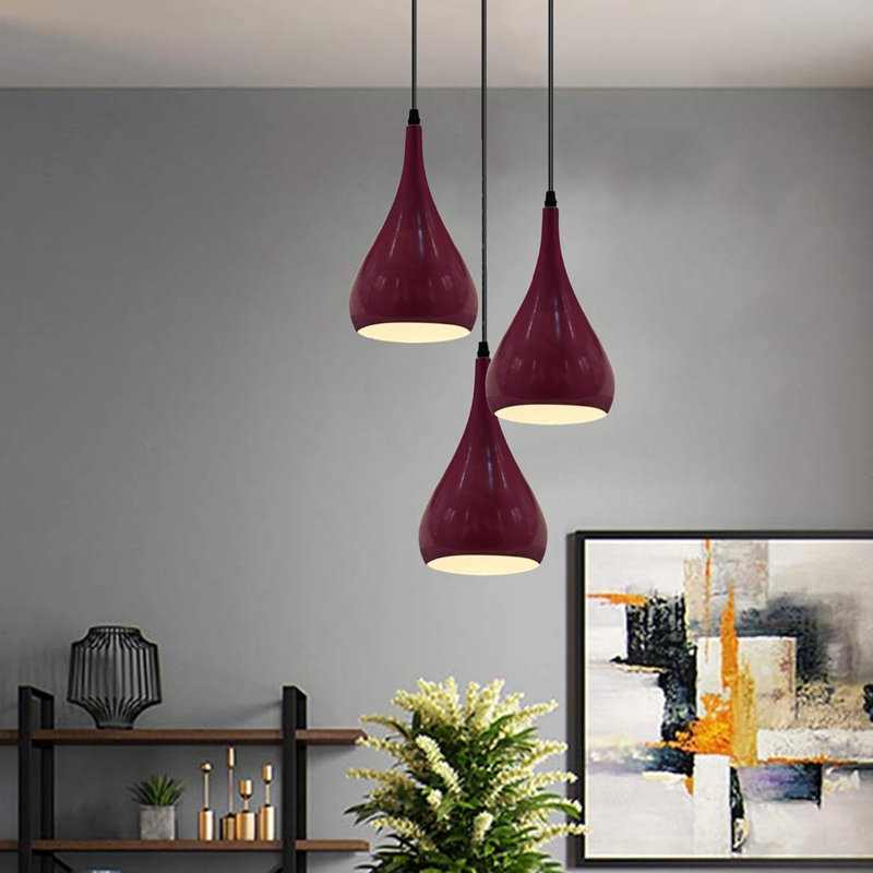 3 - Light Teardrop Pendant, Burgandy
