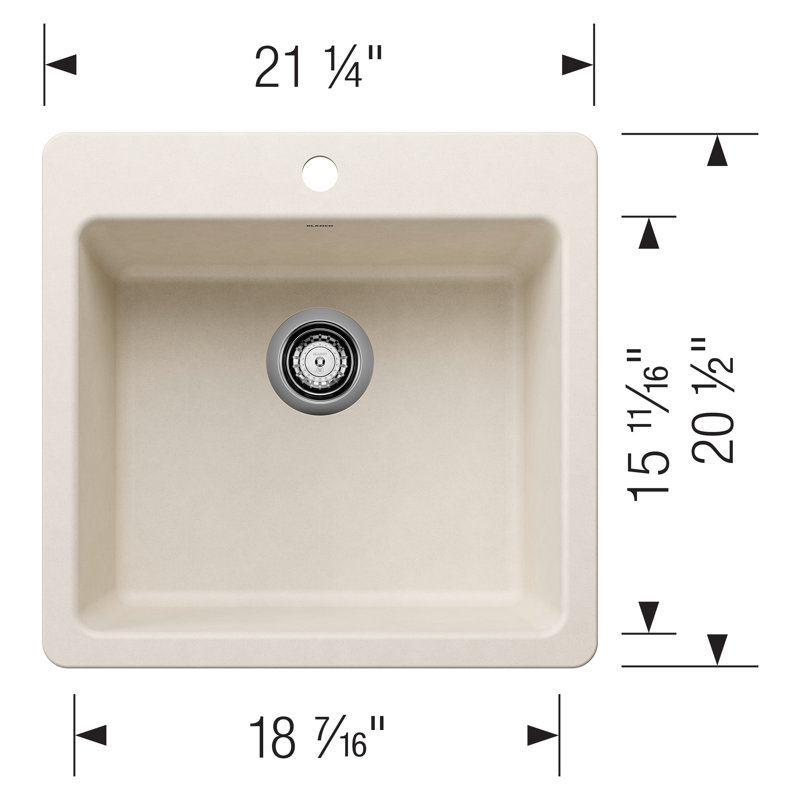 Évier de cuisine à simple cuve à montage double 21 po Liven SILGRANIT - blanc doux, Blanc doux