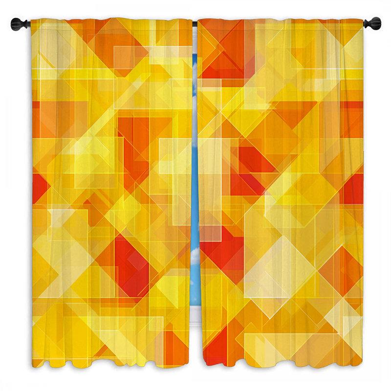 Rideaux de fenêtre à formes abstraites, rideaux modernes abstraits - 2 panneaux, L 20 po x L 61 po