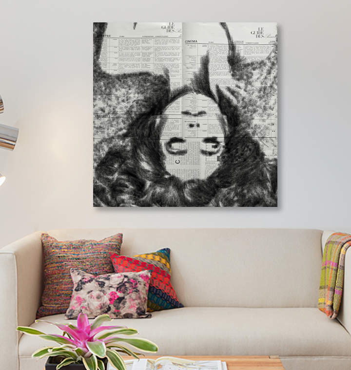 « rêves », impression sur toile, H 18 po x l 18 po x P 1,5 po, Pas de tapis, Toile tendue