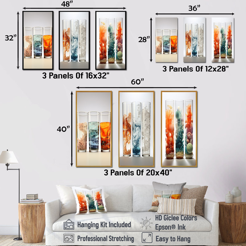 «Beaker Biographie», ensemble de 4 reproductions d'art sur toile, H 40 po x l 60 po, Cadre flottant blanc
