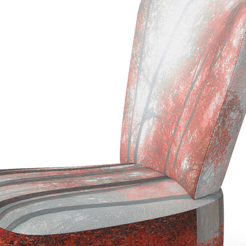 Accent Chair, Beige Floral Pattern Upholstered Decor - Beige Floral Pattern II, Brick Red/White/Black