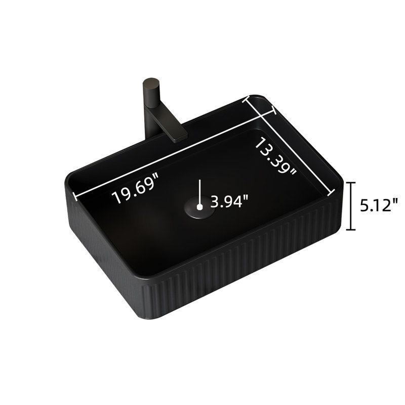 Récipient rectangulaire en céramique de haute qualité de 20 po dans la salle de bain, sans robinet, armoire, lavabo à eau sans rebords incurvés, matériau, problème de mise en commun