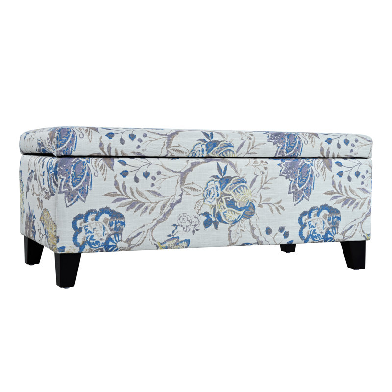 Ingerson 39" Wide Rectangle Ottoman with Storage CONTEMPORARY DESIGN 39. 00” W x 19. 00” D x 16. 25” H, Blue/Beige Floral