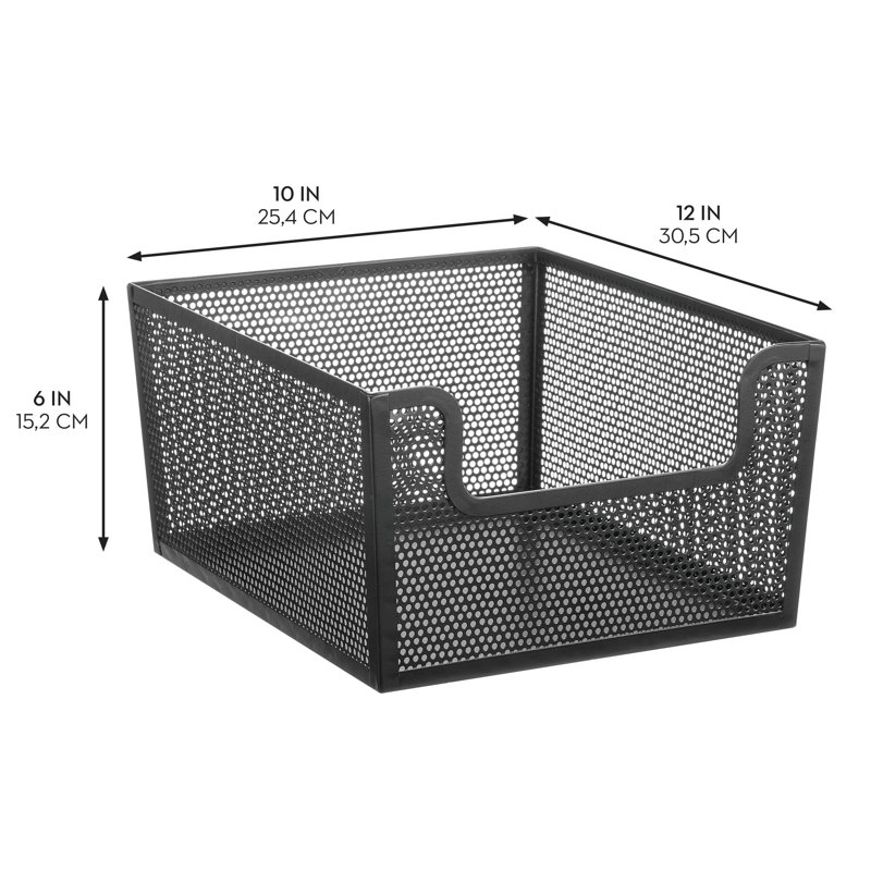 12 x 10 x 6 Perforated Frame Dip Front Basket, Matte Black