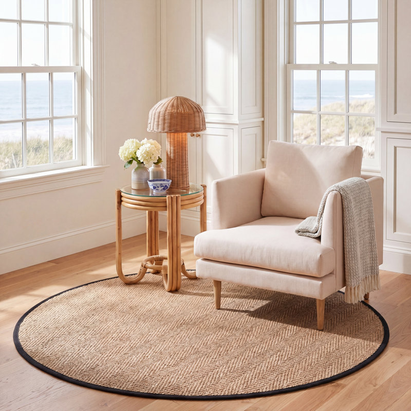 Tapis naturel / noir Hervey Bay, Rond 6 pi
