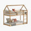 Lit simple superposé au sol en bois d'hévéa simple avec échelle, garde-corps, lit superposé en forme de maison, naturel-1293107503