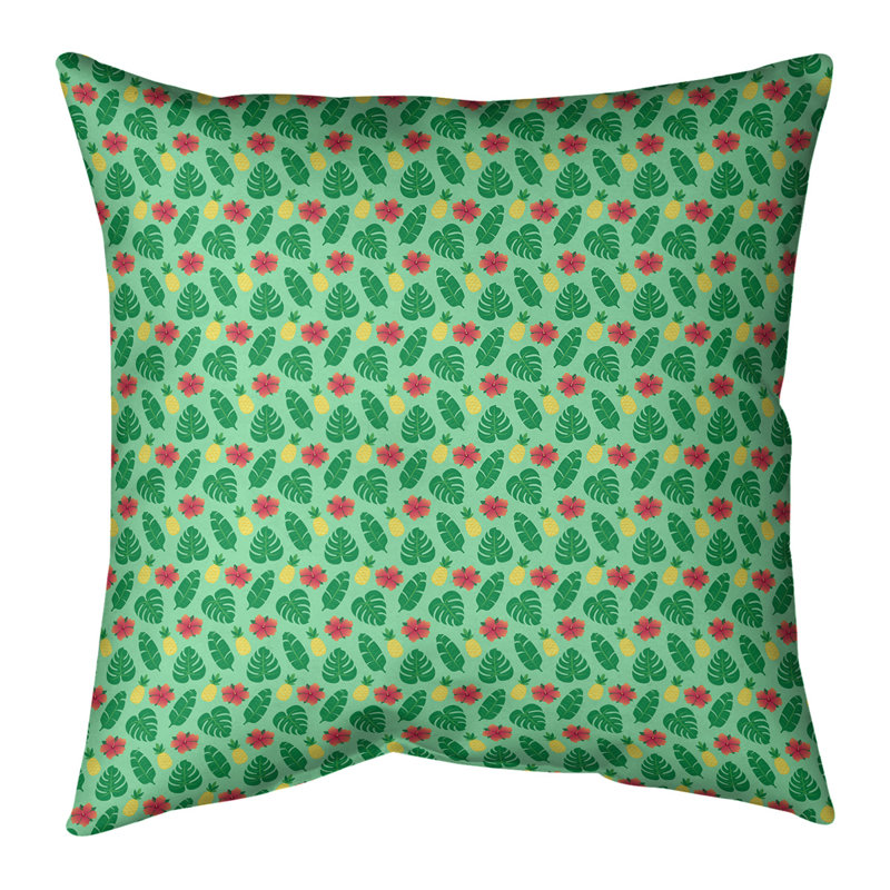 Coussin décoratif tropical Katelyn Elizabeth, 26 po x 26 po, Pas de bourre, Vert