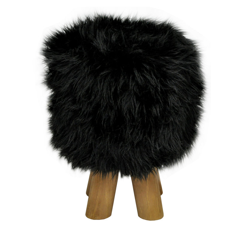 Scandi Wood Accent Stool, Black