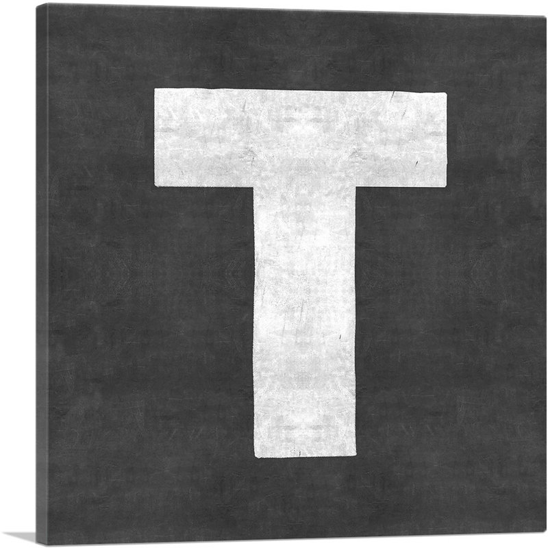 «Chalkboard Alphabet lettre T», reproduction d'art textuel sur toile tendue, H 18 po x l 18 po x P 0,75 po