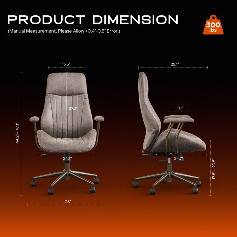 Chaise de bureau ergonomique pivotante avec vérin à gaz réglable, Gris