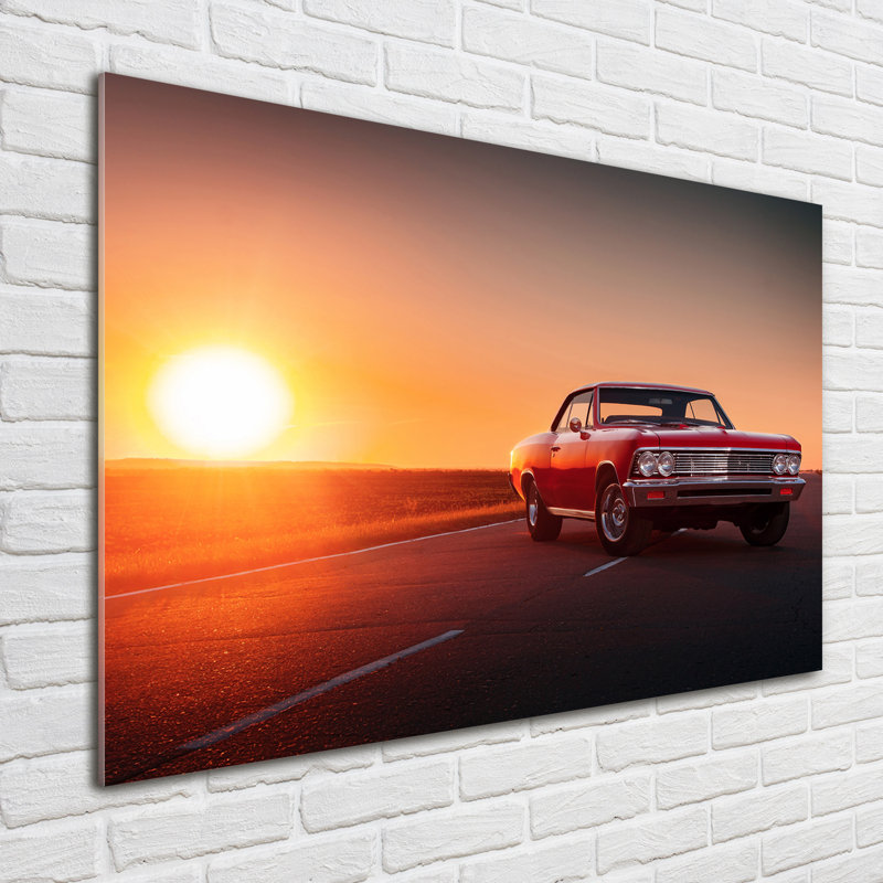 Red Car - Print, 70cm H x 100cm W x 4cm D, Glass