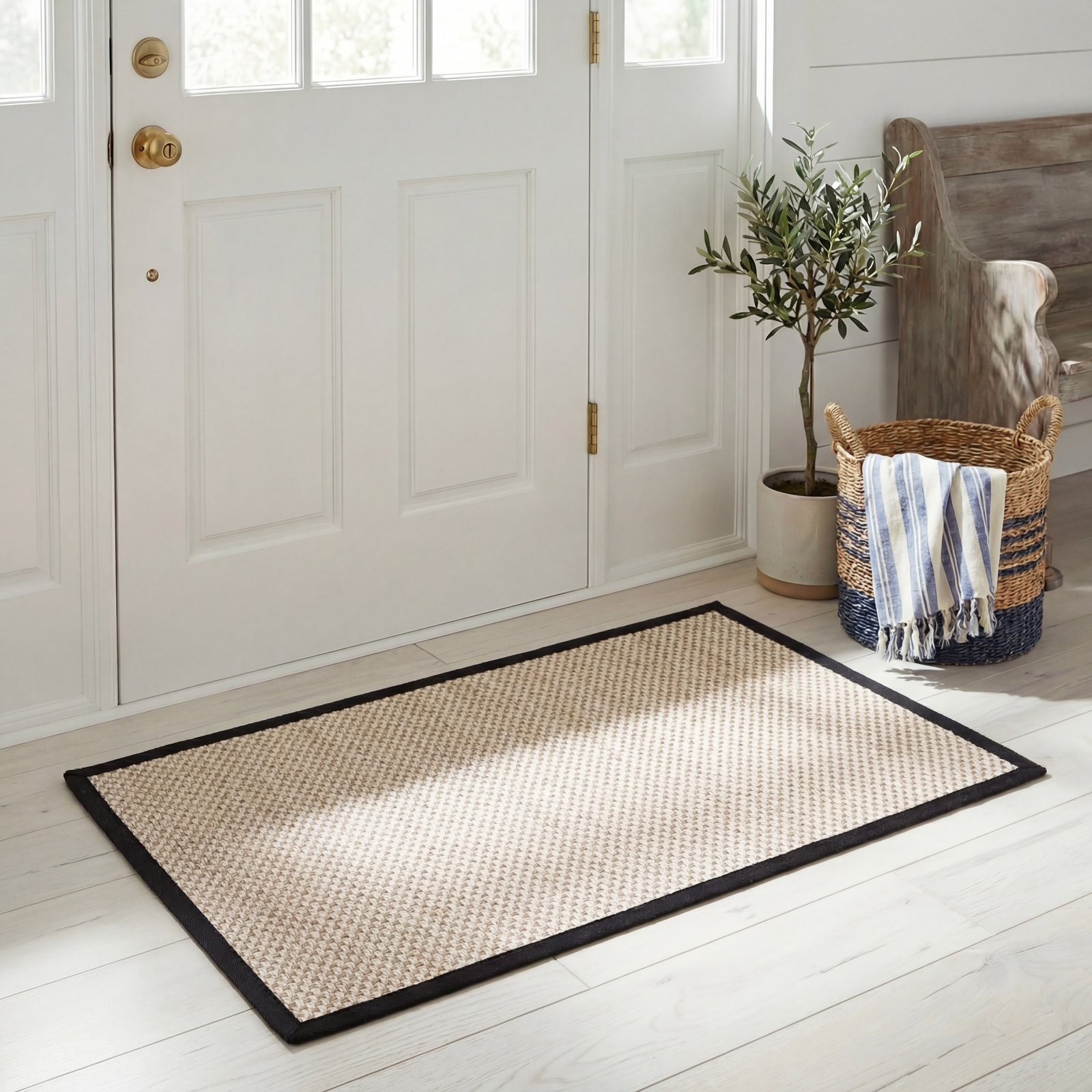 Torbin Marble Black Jute Rug, Rectangle 2' x 3'