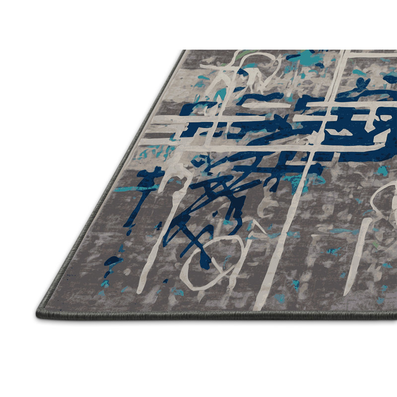Tapis gris soyeux et moelleux, Rectangle 6 pi x 9 pi