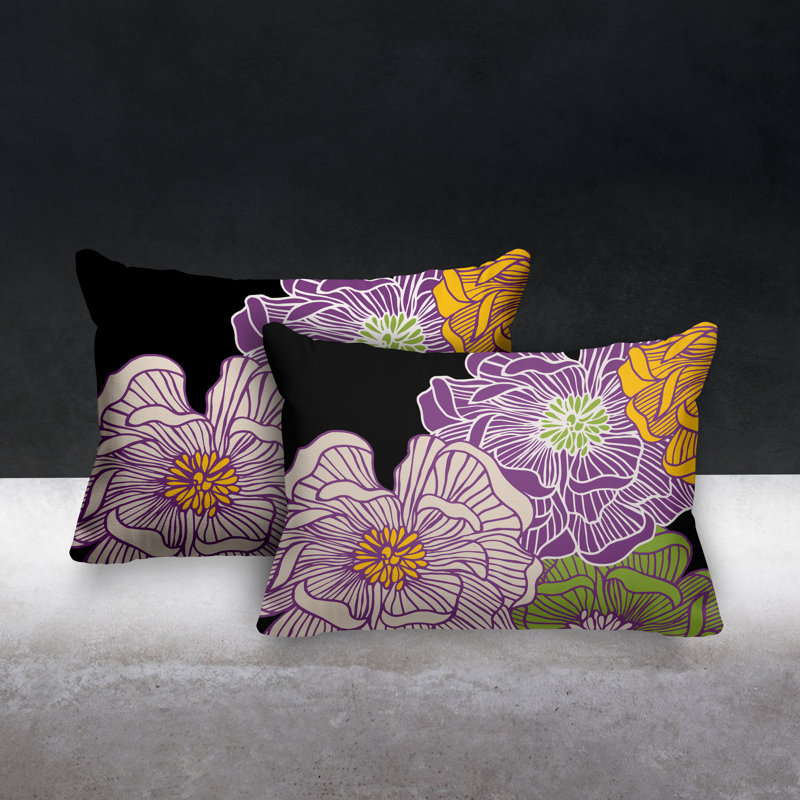 Polyester/Polyester Blend Lumbar Rectangular Indoor/Outdoor Pillow Cover & Insert, Purple