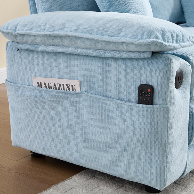 Extendable Sofas With Storage, 58 Inch Chenille Modern Sleeper For Home