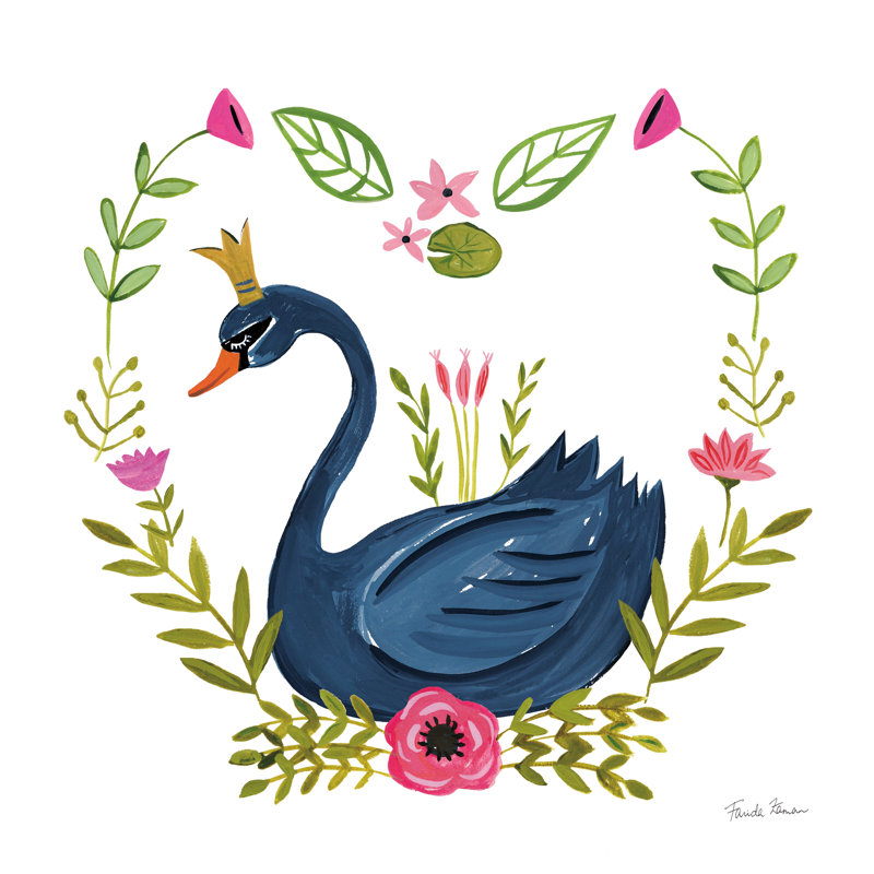 Swan Love II V2 by Farida Zaman - Wrapped Canvas Print, 30.48cm H x 30.48cm W x 3.8cm D