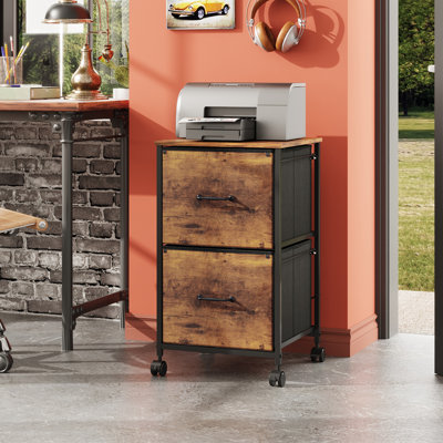 Kahira 2 Drawer Mobile File Cabinet, Wood Top Home Office Filing Cabinets, Printer Cabinet Fits Letter Files