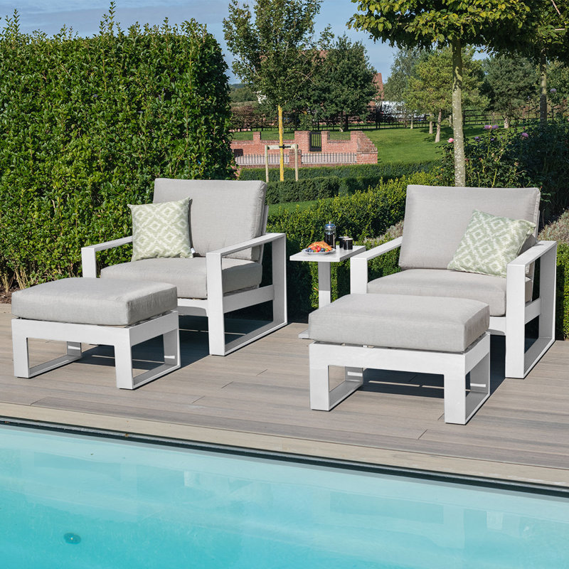 Faiha 2 - Person Sofa Set with Cushions, Beige, White