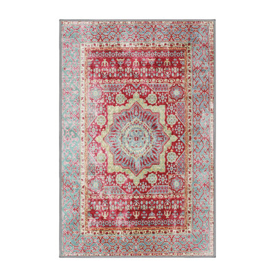 Tapis rouge/bleu traditionnel Nekizia